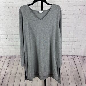 J. Jill Luxe Tencel Gray V-Neck Tunic Length Top Size XL